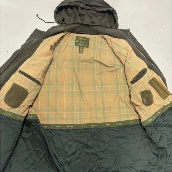 Orvis Dark Green Military Jacket with Brown Leather Details - Picture 7 of 10